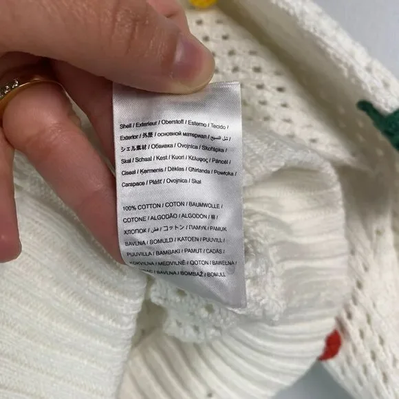 Farm Rio Off-White Crochet 3D Fruit Polo Knit Sweater Top - Picture 10 of 10